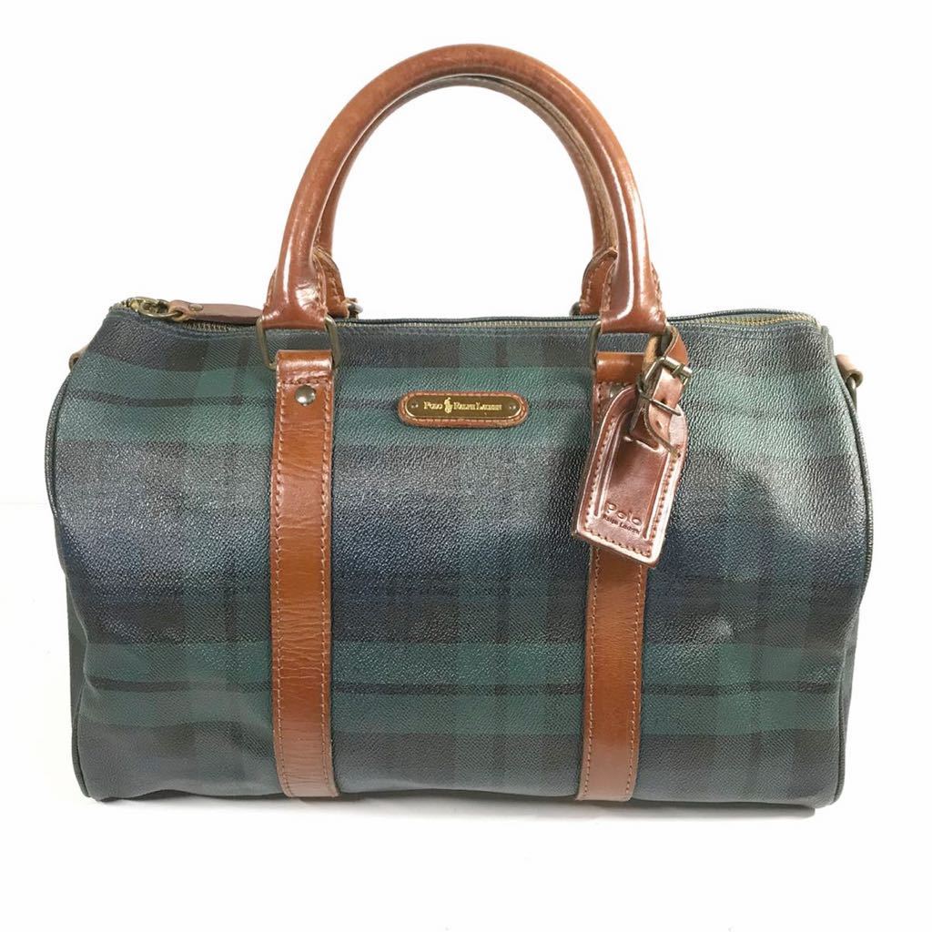 POLO RALPH LAUREN チェック柄 ハンドバッグ ボストン型 ラルフローレン 本物 POLO RALPH LAUREN ハンドバッグ チェック柄 ミニ