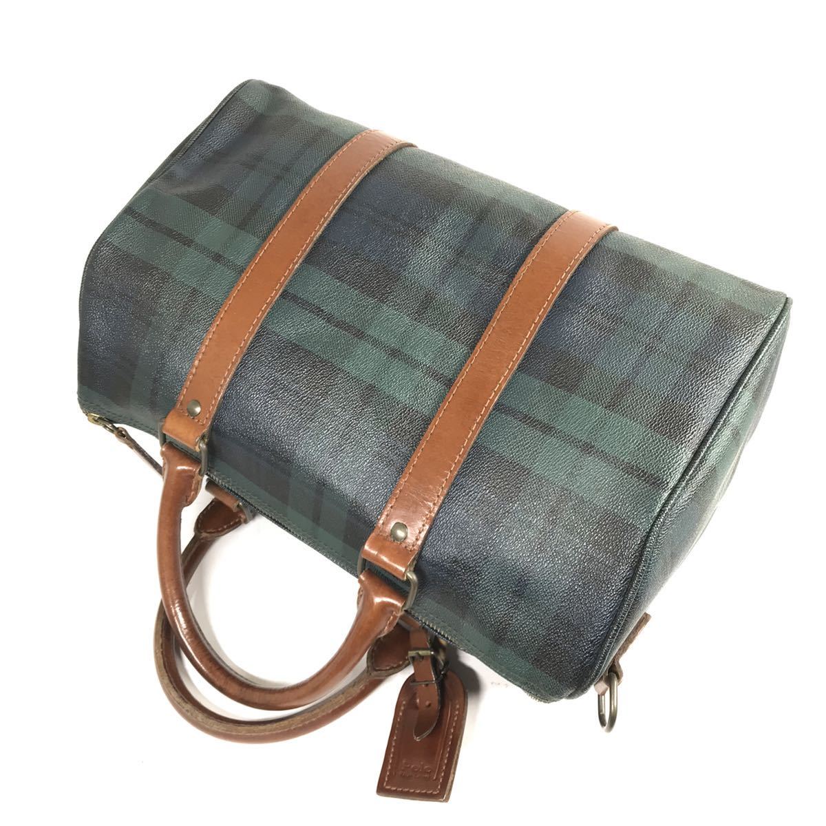 ラルフローレン 本物 POLO RALPH LAUREN ハンドバッグ チェック柄 ミニ