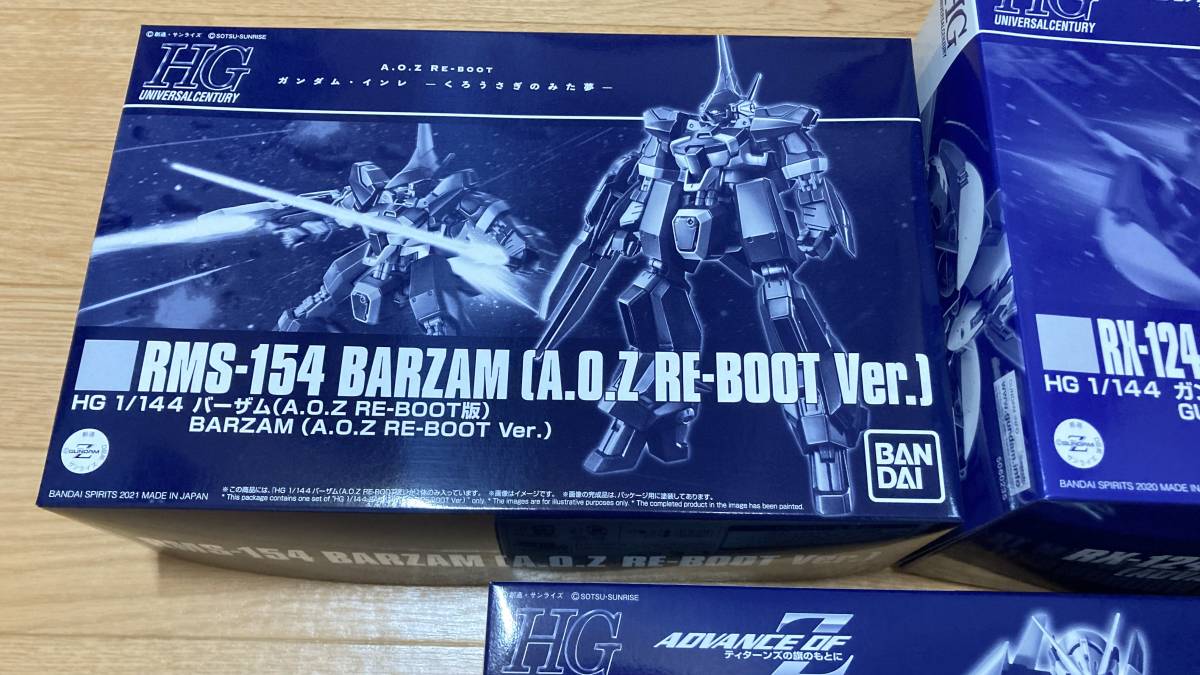 未組み立て品。HGUC 1/144　ADVANCE OF Z バーザム A.O.Z RE-BOOT版・TR-６ RX-124 キハール2・TR-6 ウーンドウォート