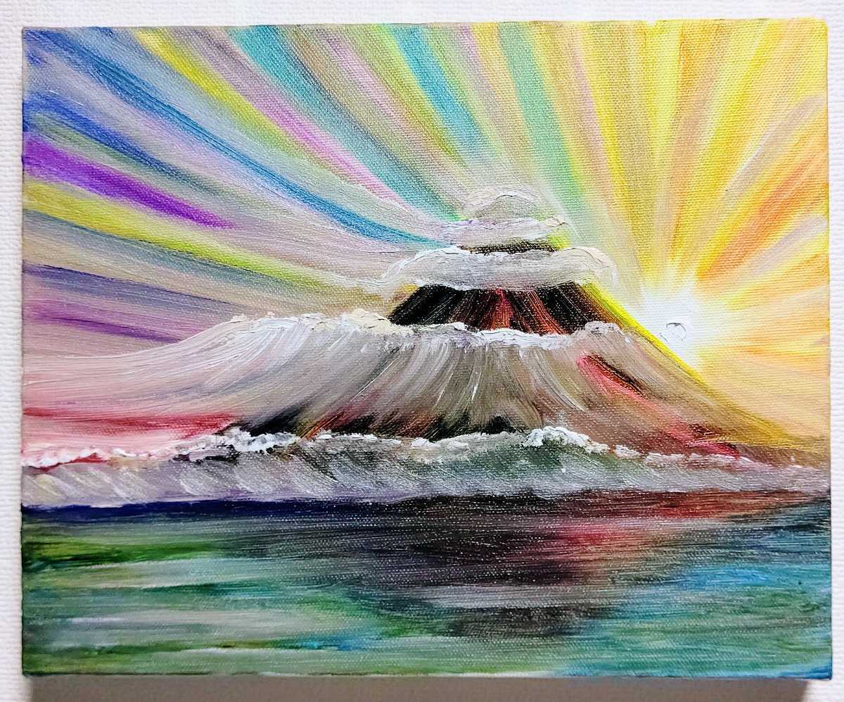 絵画原画風景画肉筆キャンバスF3 『逆さ富士』