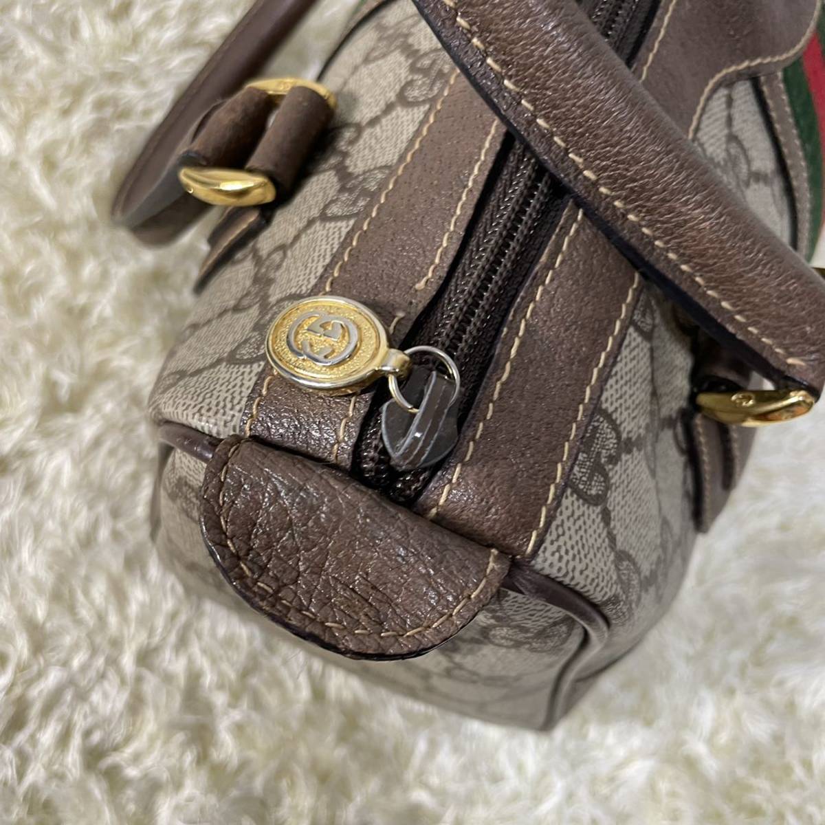 1円〜【美品】GUCCI グッチ ミニボストンバッグ ハンドバッグ GG
