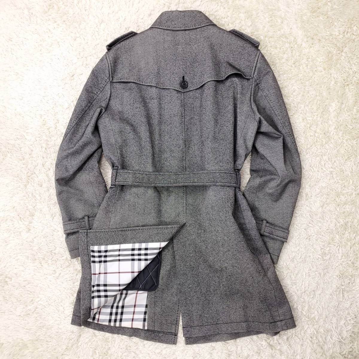 【美品】バーバリーブラックレーベル グレー トレンチコート　Lサイズ 極上美品】Lサイズ ライナー付 BURBERRY BLACKLABEL バーバリー