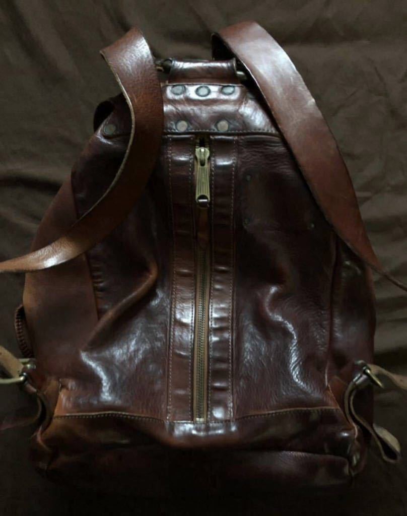 傑作】希少 RRL RILEY LEATHER RUCK SACK ITALY ダブルアールエル 
