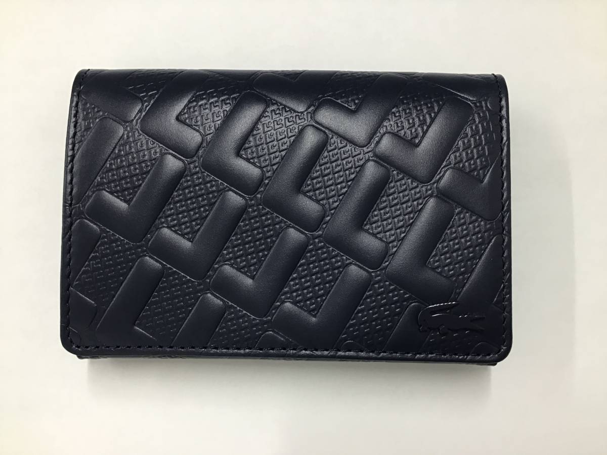 ☆極美品　ラコステ　LACOSTE 名刺入れ　牛革　ネイビー☆　