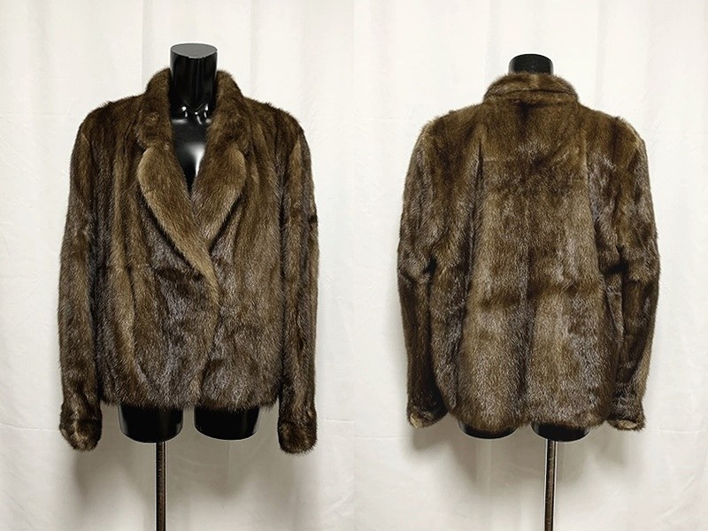 USED ☆ サガミンク ☆ レディース コート ショート丈 フロントフック 