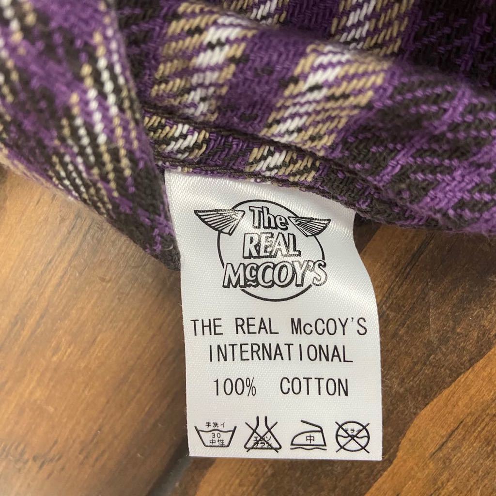 美品☆REALMOCOY リアルマッコイズ 紫チェック ネルシャツ size16 古着