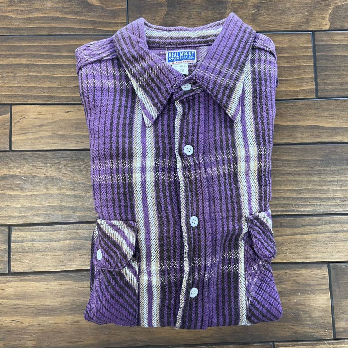 美品☆REALMOCOY リアルマッコイズ 紫チェック ネルシャツ size16 古着