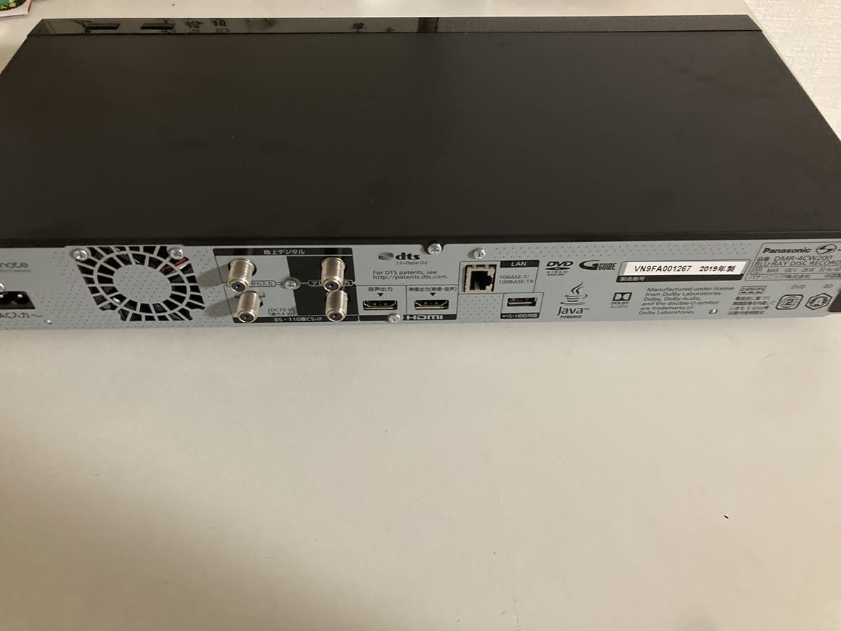 Panasonic ブルーレイレコーダーDMR-4CW200/2TB/2019年製/リモコン 
