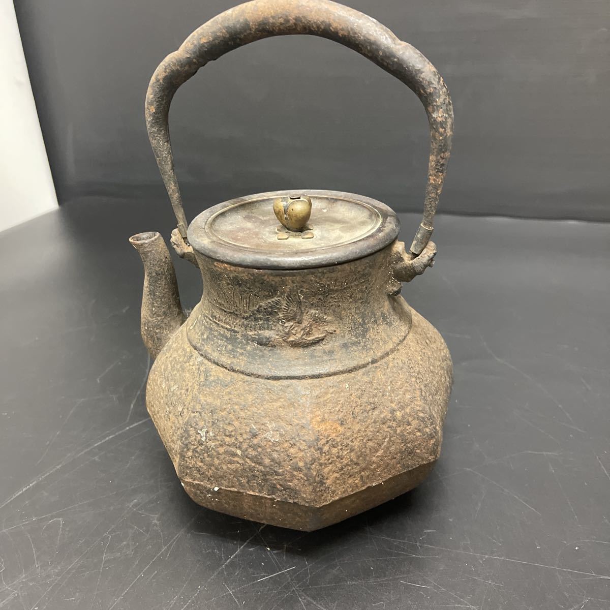 鉄瓶　古作　鬼霰　龍文堂造　煎茶道具 茶道具 湯沸し 急須 骨董 鉄壺 茶器 煎茶道具 鉄瓶 龍文堂 茶道具 龍文堂造 古作 急須 Yahoo!オークション