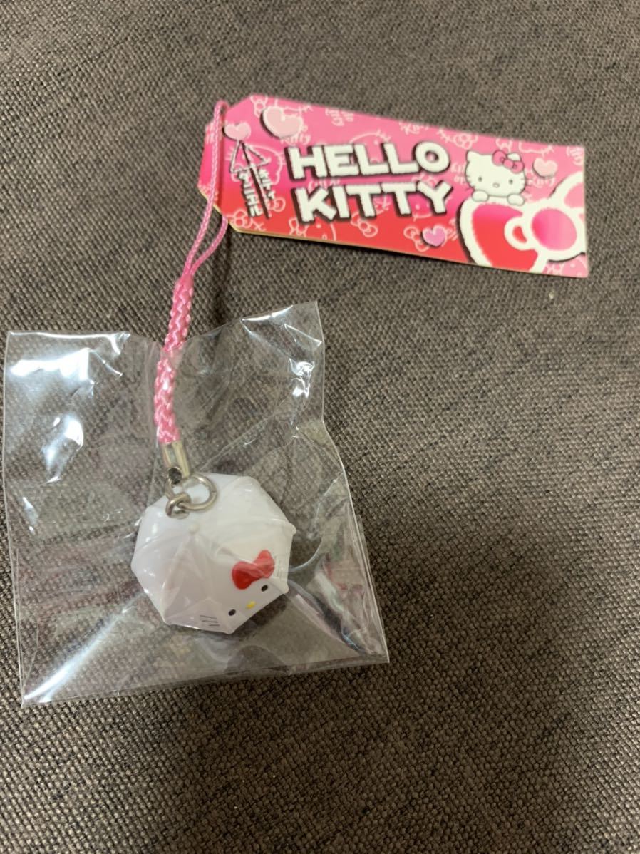 ハローキティ根付け　ラプペアキティ　相合傘　2009 匿名配送 ハローキティ 激レア 根付け HELLO KITTYラブペア相合傘根付け・・・白