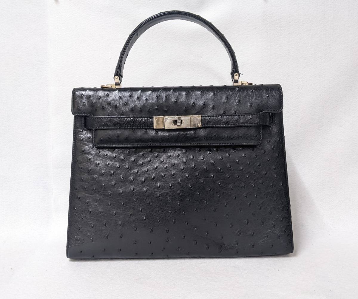 14131】未使用 ハイクラス HIGH CLASS オーストリッチ ハンドバッグ 