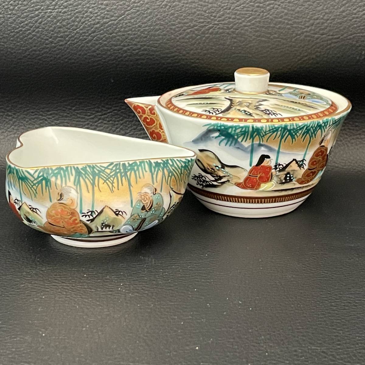 宝瓶 九谷焼 茶道具 湯冷まし 煎茶器 芦雁図 煎茶碗 鏑木 九谷鏑木 茶
