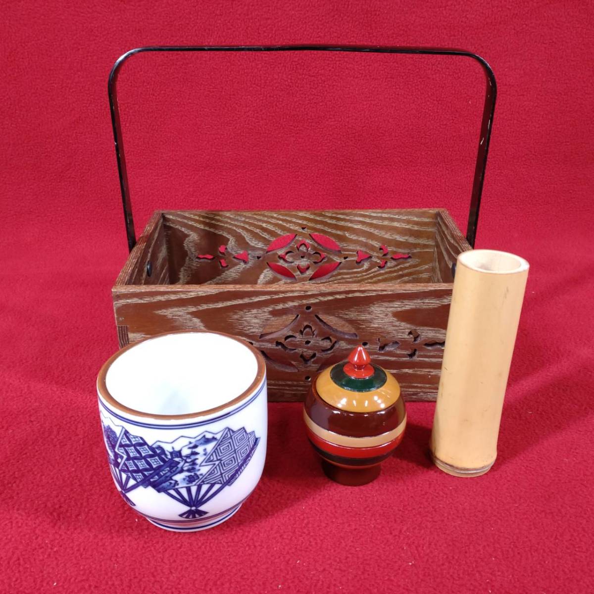 ② 旧家蔵出 旧家 名家 うぶ品 煙草盆 香狭間透かし 漆塗り 火入 灰吹