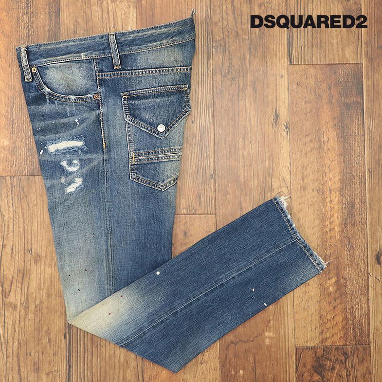 1円/DSQUARED2/46サイズ/デニムパンツ S74LA0495 SLIM JEAN ダメージ 