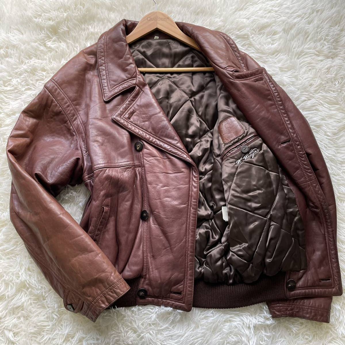 ブラウン レザー シングルライダースジャケット サイズ50 garrett