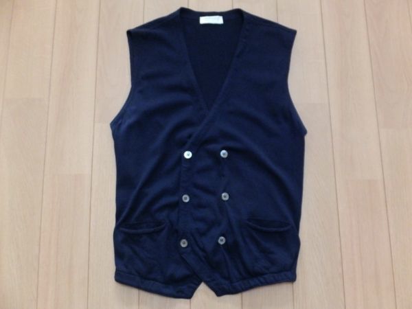Gran Sasso グラン サッソ☆Wニットベスト☆濃紺☆50☆イタリア製 