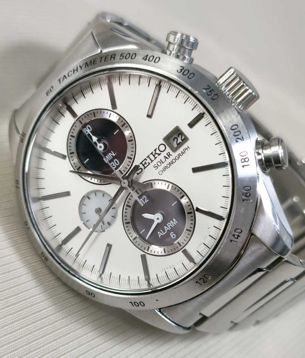 稼働品 SEIKO ソーラー腕時計 クロノグラフ V172-0AP0 セイコー
