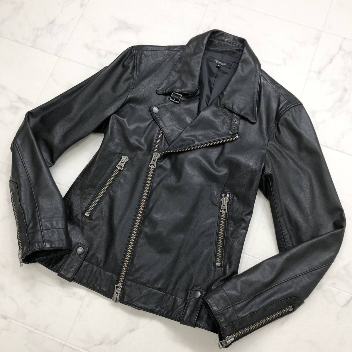 美品★ユナイテッドアローズ　ダブル　ライダースジャケット　ラムレザー　36 美品 ユナイテッドアローズ ダブルライダースジャケット レザー