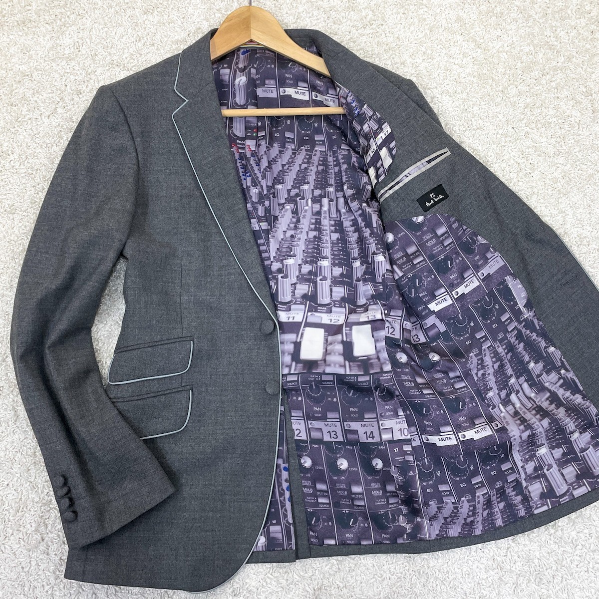 ブランド別 美品 PAUL SMITH 裏地総柄テーラードジャケット 40 ダーク 