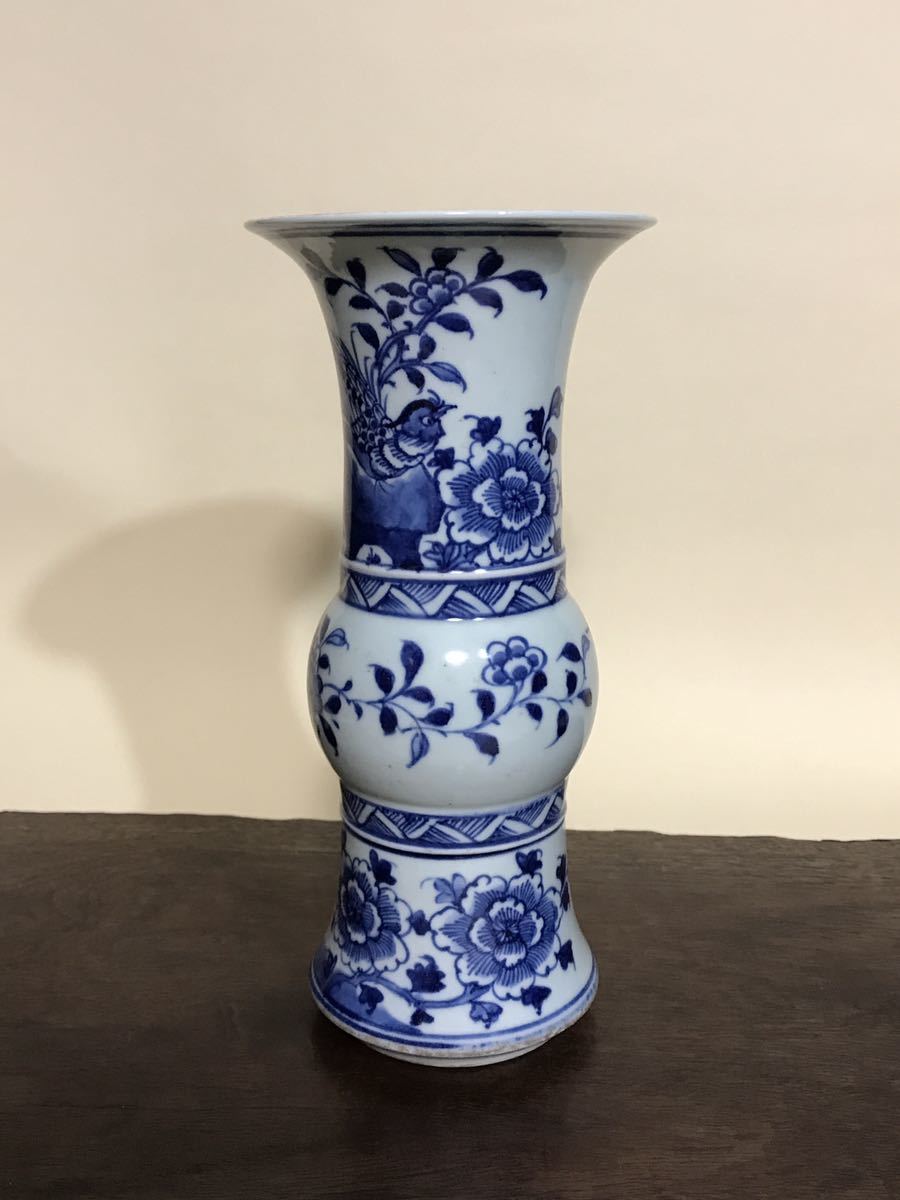 中国古美術 清時代 粉彩花鳥文花瓶古玩 唐物 古陶磁器 花瓶 唐物 清