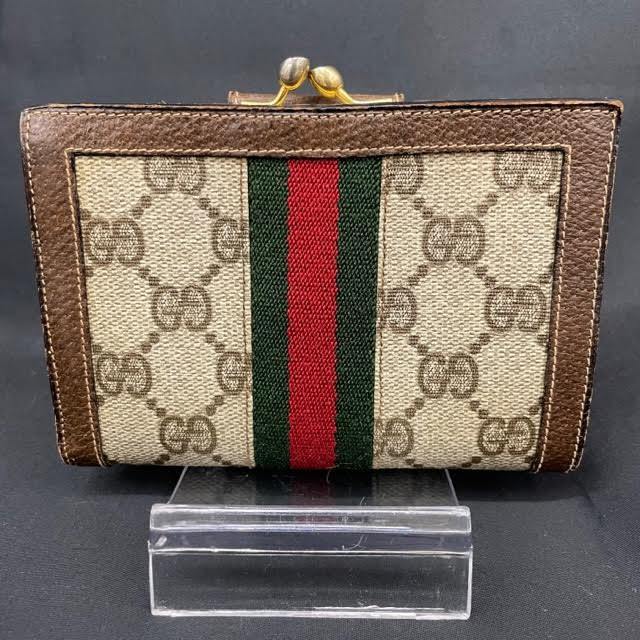 仙25 【1円スタート】 GUCCI 財布 折りたたみ がま口 グッチ オールド  