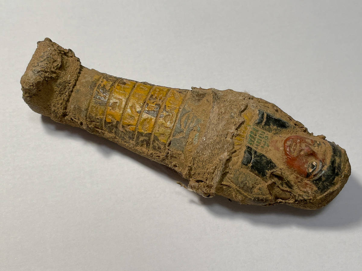 古代エジプト　副葬品　スカラベ　ファイアン　ガンダーラ　ウシャブティ　出土　根付 本物保証】高貴ウシャブティ像 古代エジプト出土 副葬品 布巻き 神像