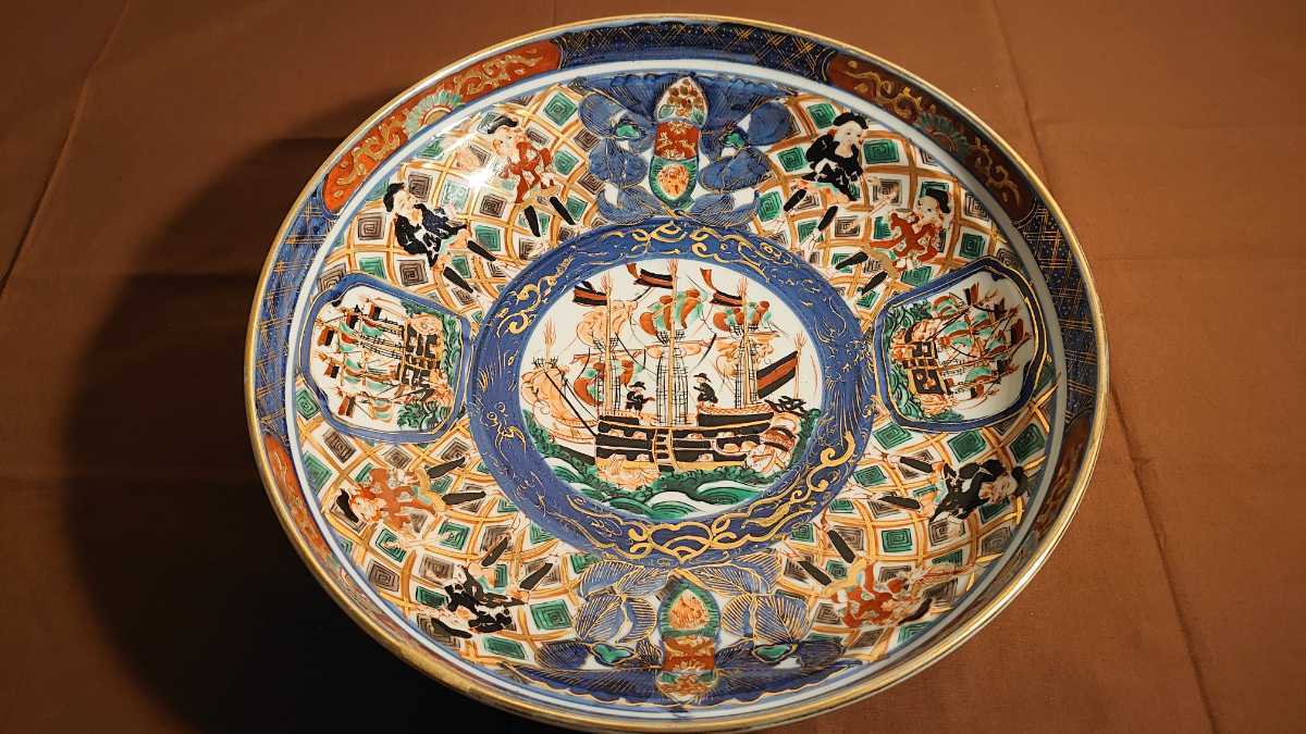 大聖寺伊万里　色絵　八角大鉢　アンティーク　送料込み260225 大聖寺伊万里 古伊万里 金彩 色絵 大鉢 アンティーク伊万里 大皿