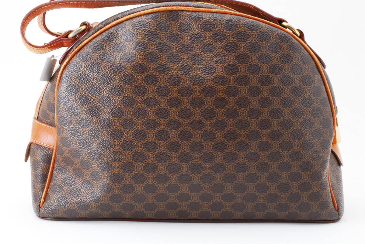 【1円スタート】CELINE ヴィンテージ セリーヌ マカダム PVC レザー ハンドバッグ トートバッグ 半月型 22-6395 セリーヌ PVC マカダム トップハンドル クラシカル ベージュ