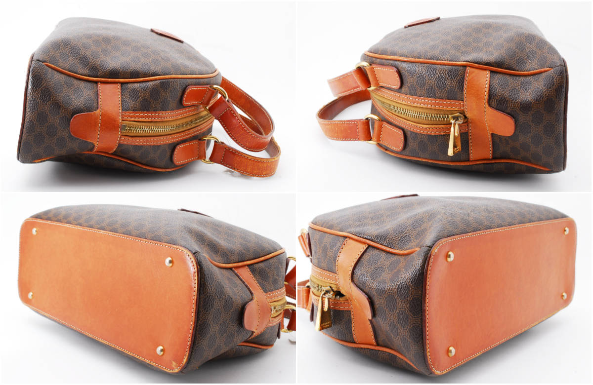 【1円スタート】CELINE ヴィンテージ セリーヌ マカダム PVC レザー ハンドバッグ トートバッグ 半月型 22-6395 セリーヌ PVC マカダム トップハンドル クラシカル ベージュ