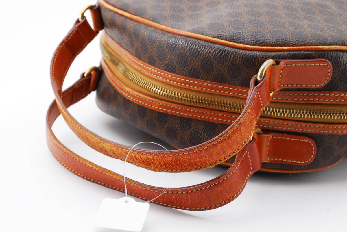 【1円スタート】CELINE ヴィンテージ セリーヌ マカダム PVC レザー ハンドバッグ トートバッグ 半月型 22-6395 セリーヌ PVC マカダム トップハンドル クラシカル ベージュ