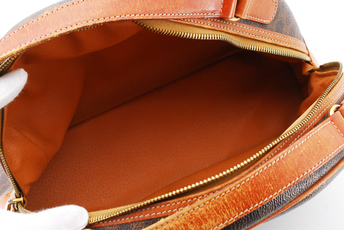 【1円スタート】CELINE ヴィンテージ セリーヌ マカダム PVC レザー ハンドバッグ トートバッグ 半月型 22-6395 セリーヌ PVC マカダム トップハンドル クラシカル ベージュ