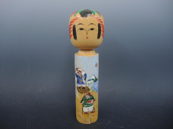 1272/△伝統こけし 大槻千代吉作 全長13cm程 七福神 日本人形(こけし
