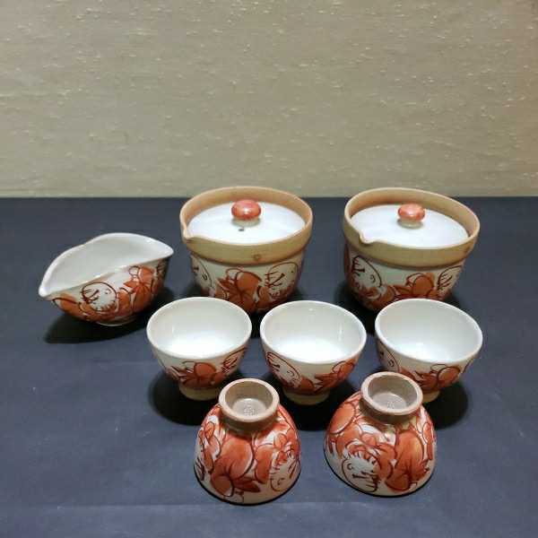 煎茶道具 湯冷まし 急須 五彩唐子遊図 造 平安北峯 初だし京焼 色絵