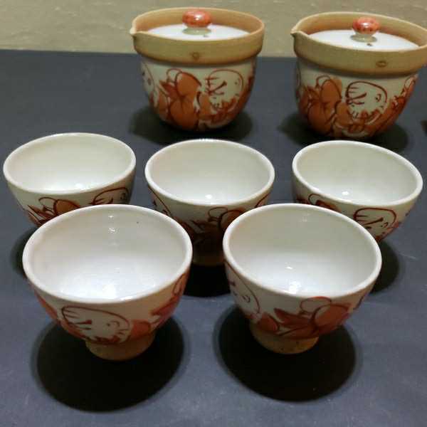 煎茶道具 湯冷まし 急須 五彩唐子遊図 造 平安北峯 初だし京焼 色絵