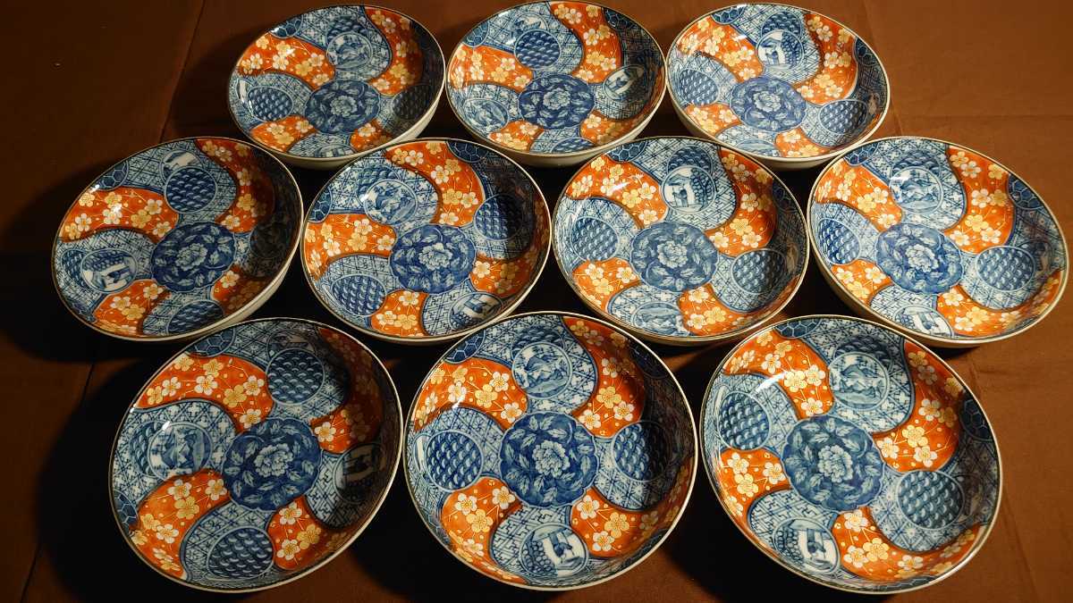 伊万里　成化年製　染付蛸唐草膾皿　5客　15cm　幕末～明治期 伊万里 成化年製 染付蛸唐草膾皿 5客 15cm 幕末～明治