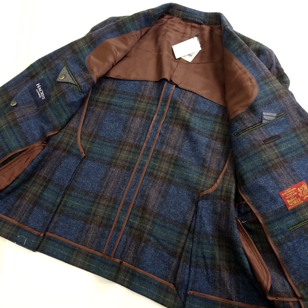 美品ハケットロンドン ロバートノーブル ウール ツイード テーラードジャケットM □HACKETT LONDON ハケット 定価8万 英国製生地 ROBERT NOBLE ウール