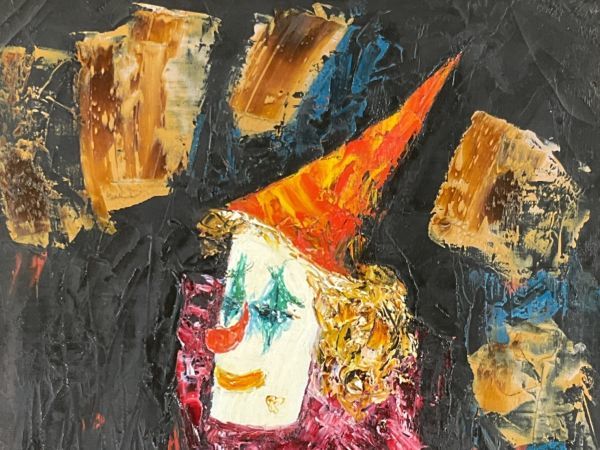真作保証□油彩□森 勇 □『ピエロ』□実力作家□日展特選・実力作家