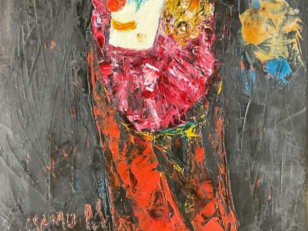 真作保証□油彩□森 勇 □『ピエロ』□実力作家□日展特選・実力作家
