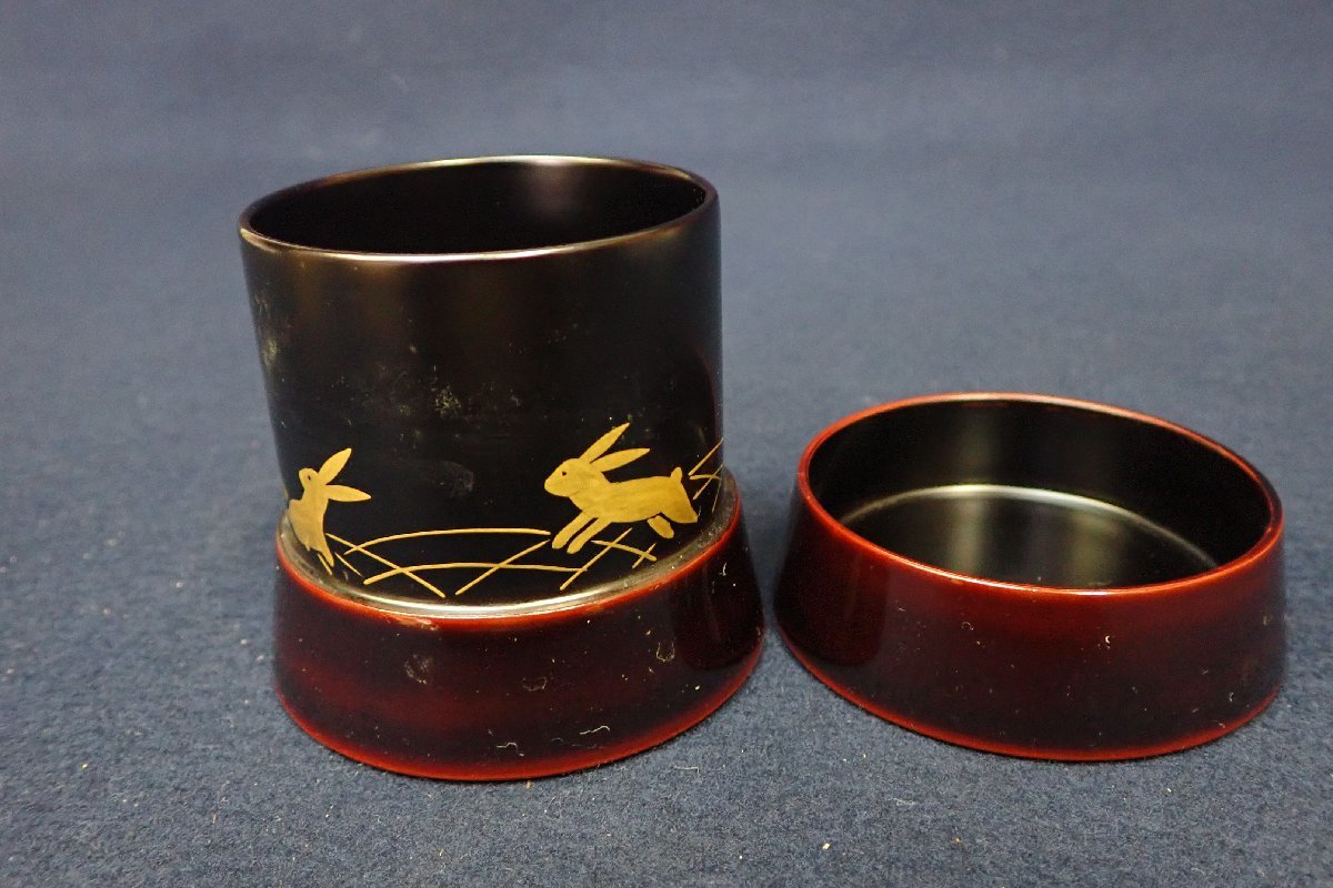 ☆110251 茶道具 兎蒔絵 筒型茶器 棗 宗峰 共箱 ☆