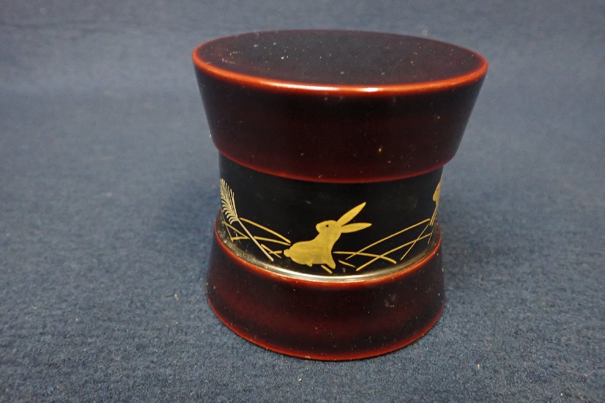 ☆110251 茶道具 兎蒔絵 筒型茶器 棗 宗峰 共箱 ☆