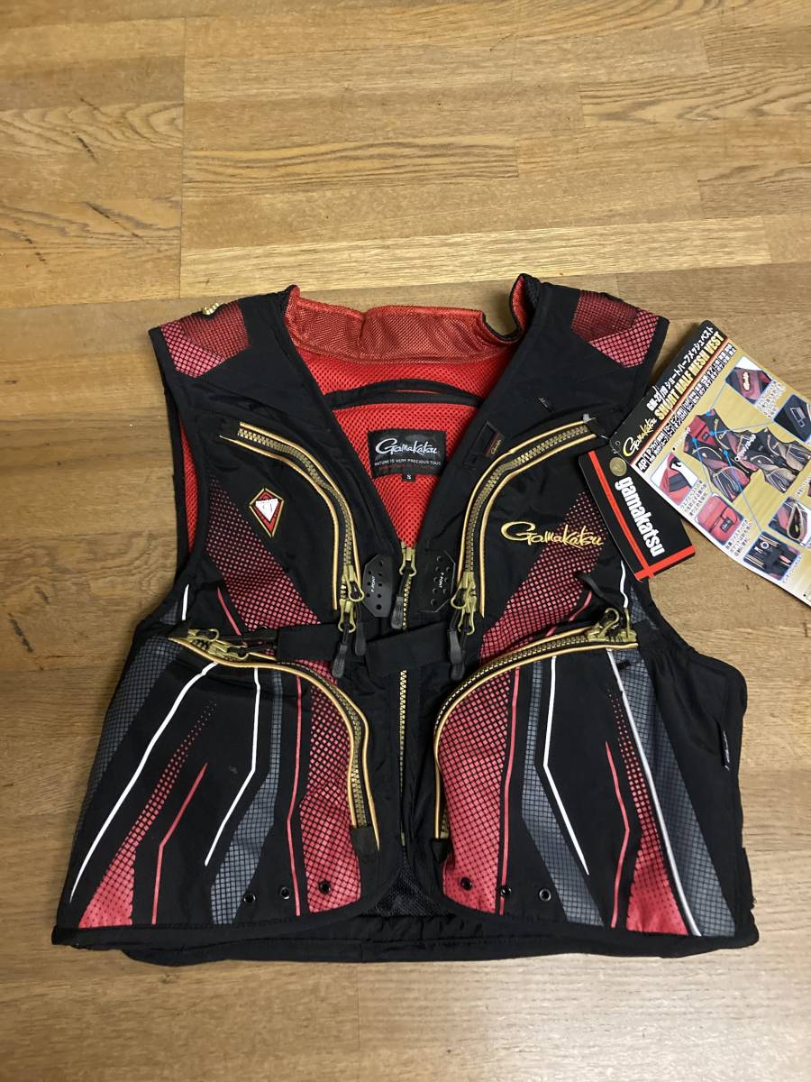 新品◆がまかつ/ショートハーフメッシュベスト GM-2319 Sサイズ◆鮎