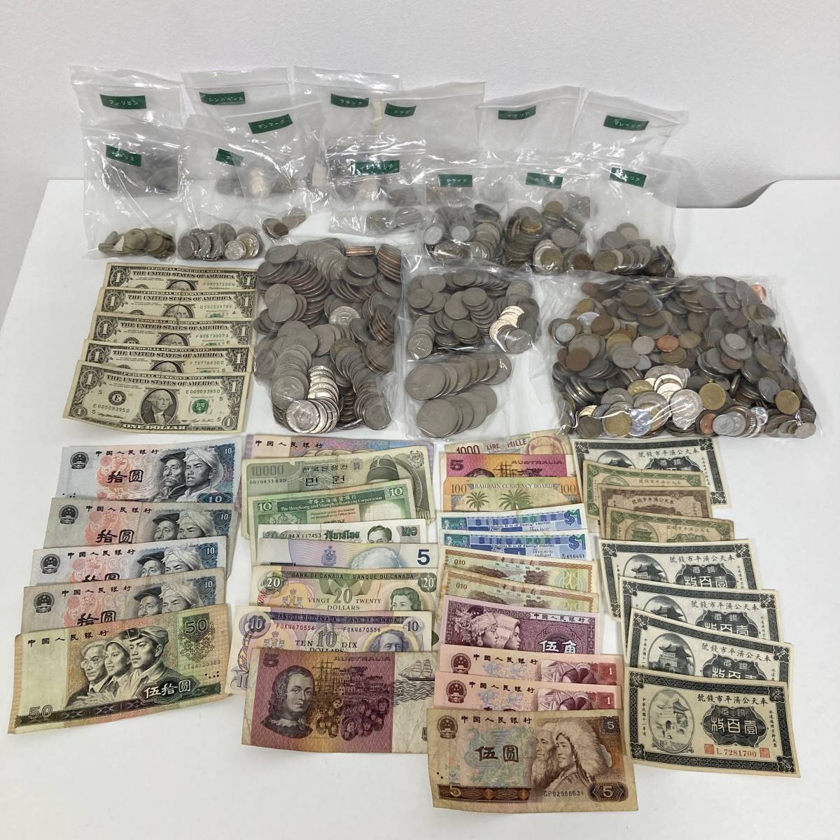 【外国銭おまとめ】アメリカ ドル 硬貨/紙幣 カナダ/シンガポール/中国 etc.. 総重量 約9.8kg コイン/貨幣/通貨 ★3770