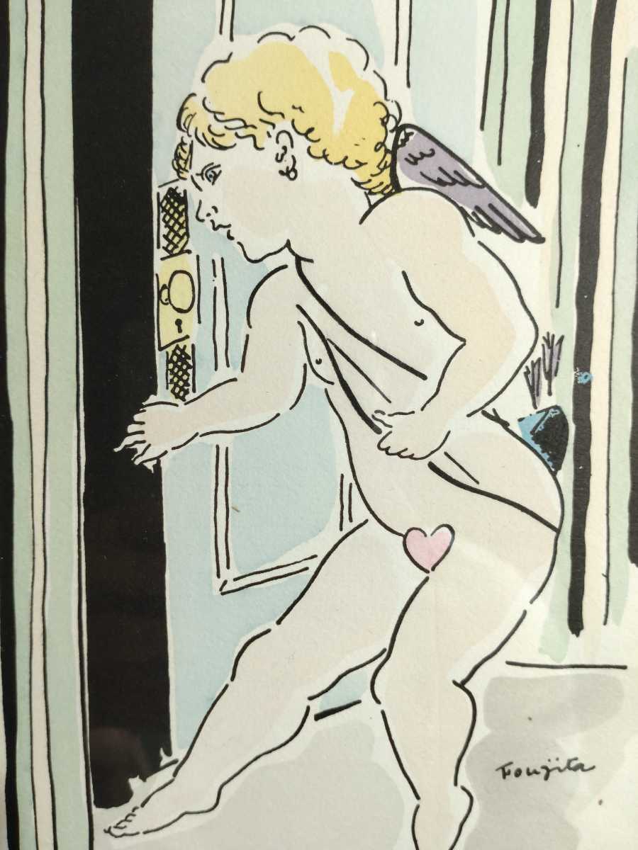 9 真作 リトグラフ/レオナール フジタ 藤田嗣治 天使 エロスの愉しみ