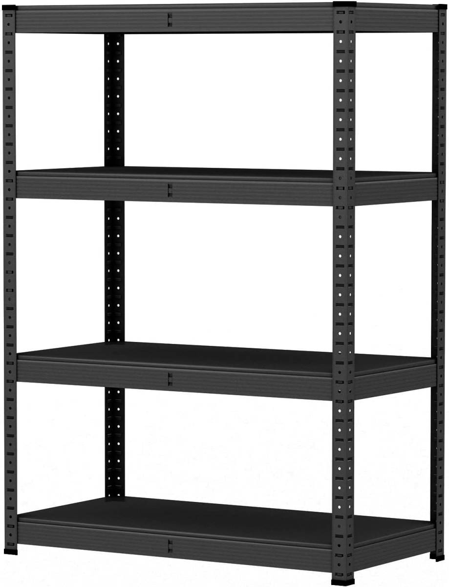 RYC1406_BoomoBoomo/軽量/スチールラック/幅80×奥行40×高さ114cm/4段/スチール棚/耐荷重100kg/段/高さ調節可能/組立簡単/黒