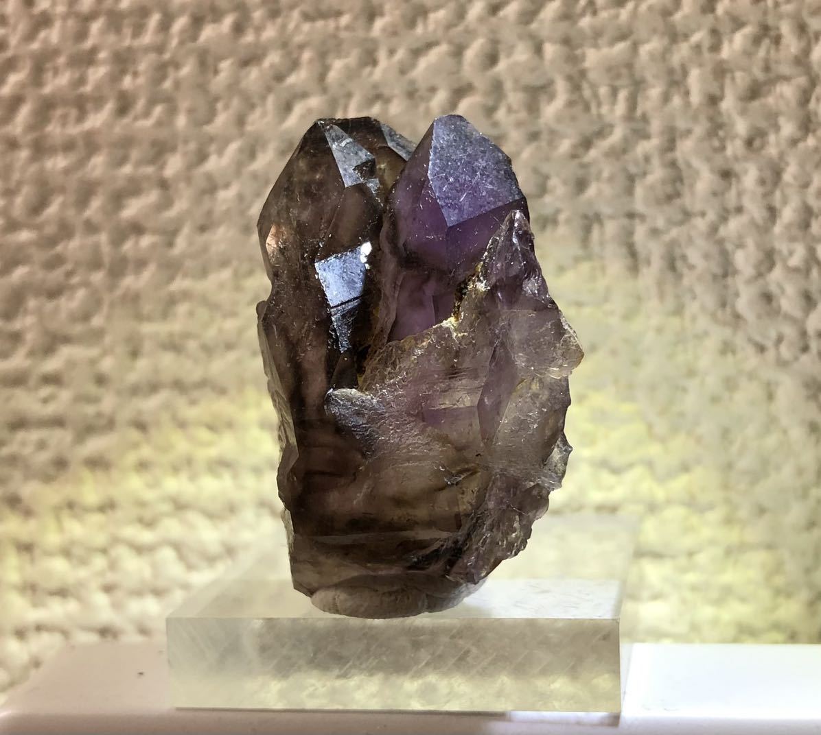 国産水晶 広島県 江田島市 紫水晶 紫煙水晶 国産鉱物 ガマ開け 煙水晶