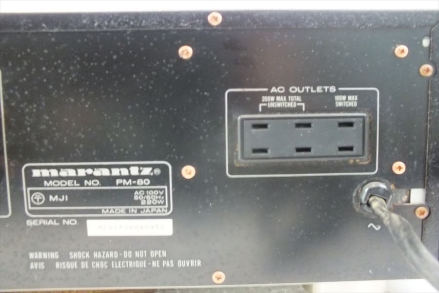 ☆ marantz マランツ PM-80 ブラック アンプ 取扱説明書有り 中古 現状品 221007T3358 PM-80 マランツ プリメインアンプ 0 Cmarantz 動作品