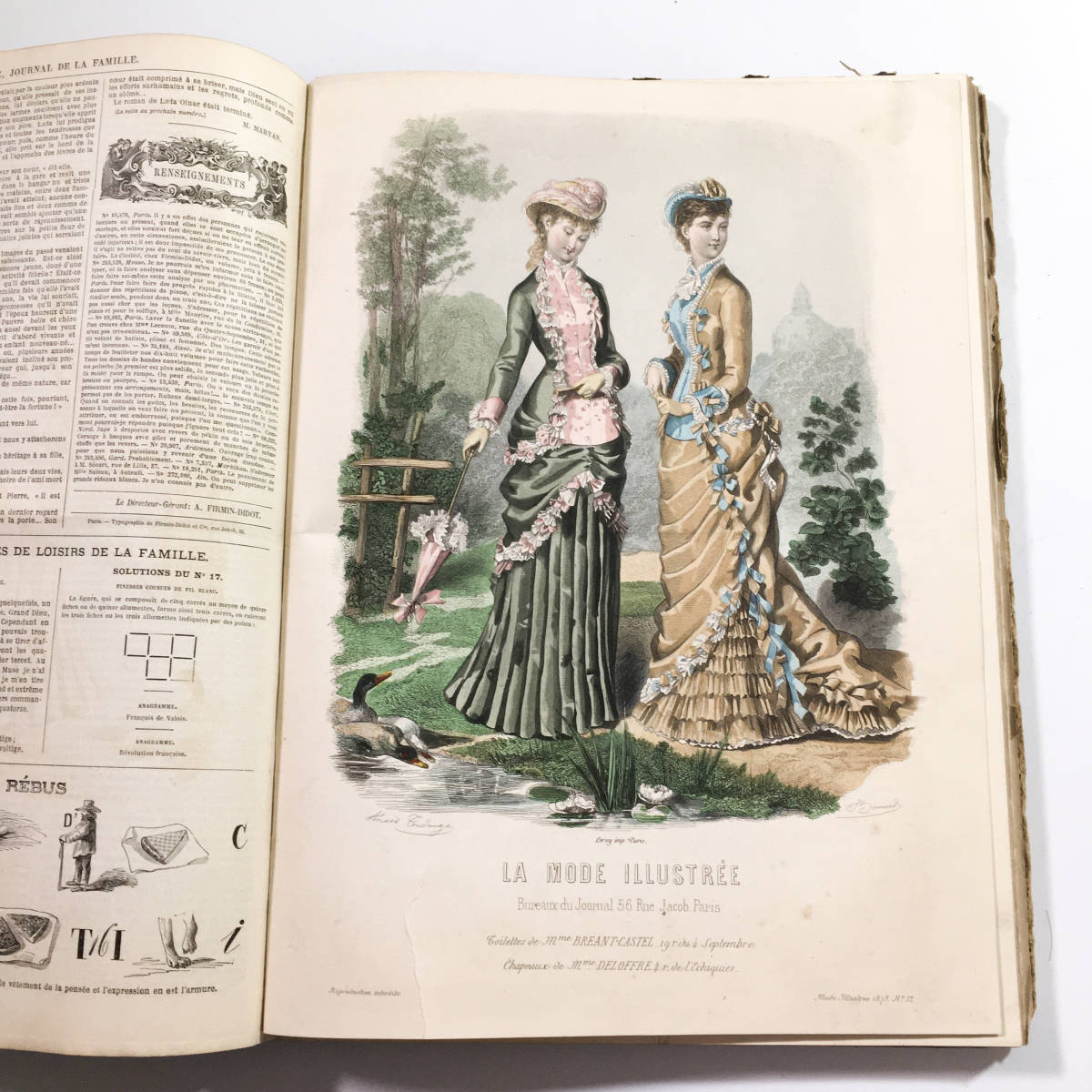 美品 明治4年 銅版画■仏製ファッション誌『ラ・モード・イリュストレ』No.29 訳有 La mode illustree ラ・モード イリュストレ 416ページ 銅版画