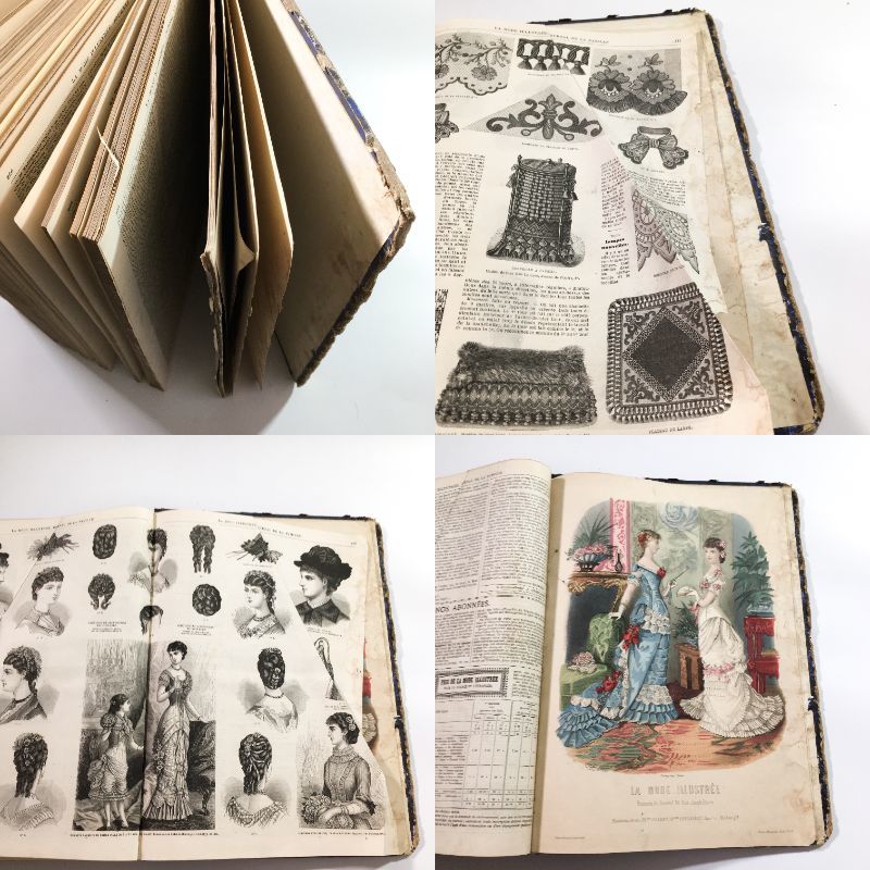 フランスアンティーク銅版画 夫人画　ラ・モード・イリュストレ 額装品 額装された貴婦人画・2B/フランスアンティーク雑貨 絵画 貴婦人画 銅