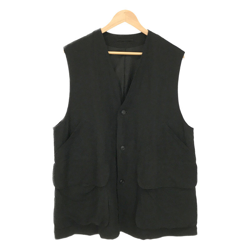 【新品】 COMOLI / コモリ | ヴィスコース リネン ハンティング ベスト | ブラック | メンズ