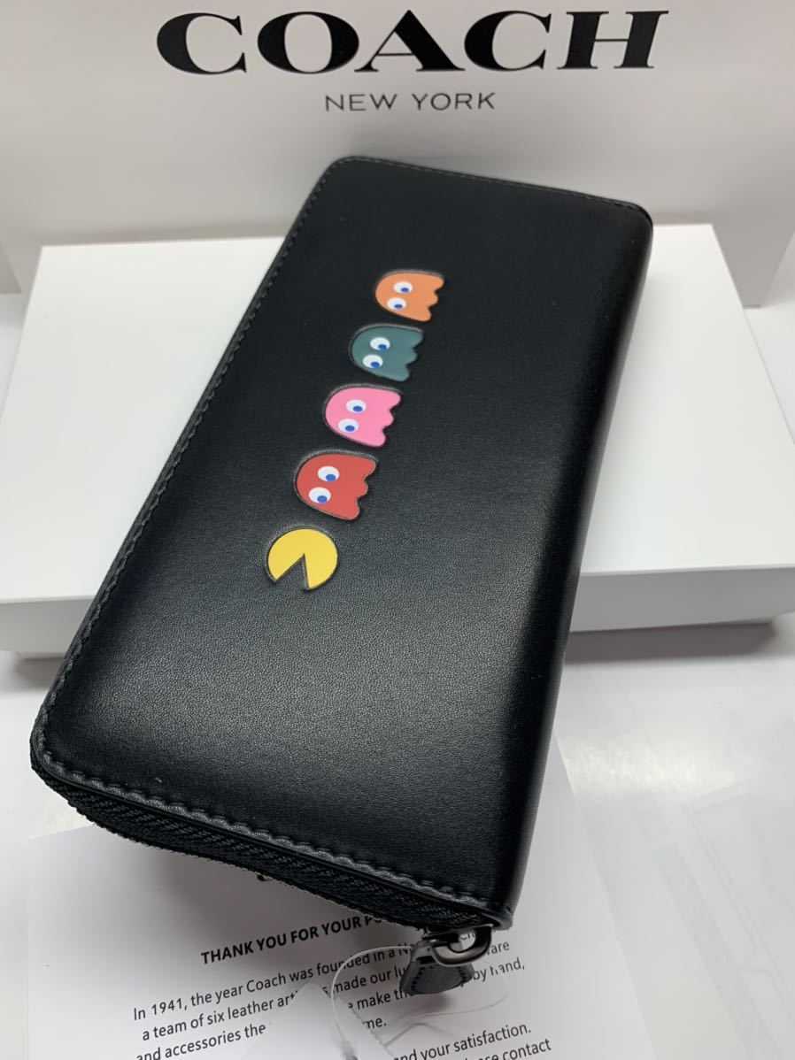 COACH 新品 箱付き 長財布 パックマンコラボ ラウンドジップウォレット 